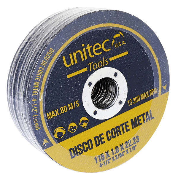 Disco corte metálico 7" X 1.6 x 22.2 Unitec 12 UNIDADES Unitec USA