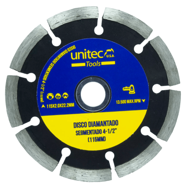 Disco diamantado segmentado 4 1/2" Unitec - Unitec USA