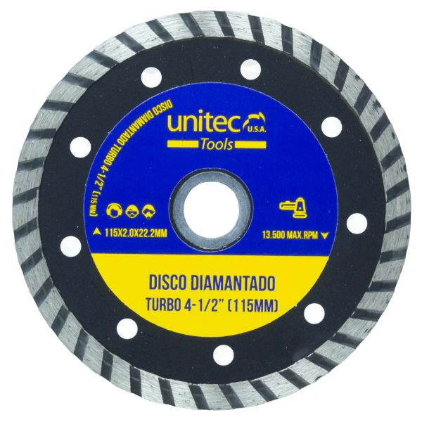 Disco diamantado turbo 4,5" Unitec - Unitec USA