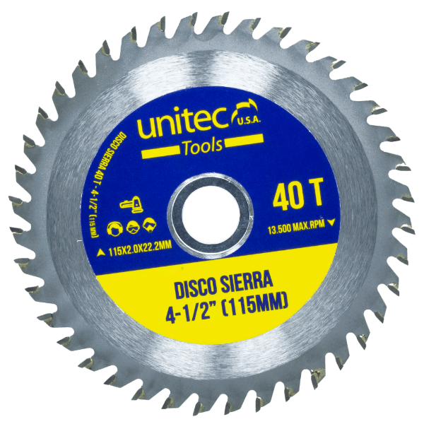 Disco Sierra 4 1/2" 40 T Unitec - Unitec USA